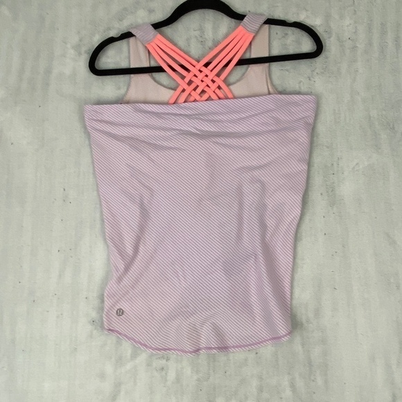 Lululemon Strappy Back Tank Top Sz 2 Purple Built-in Shelf Bra - Picture 3 of 7
